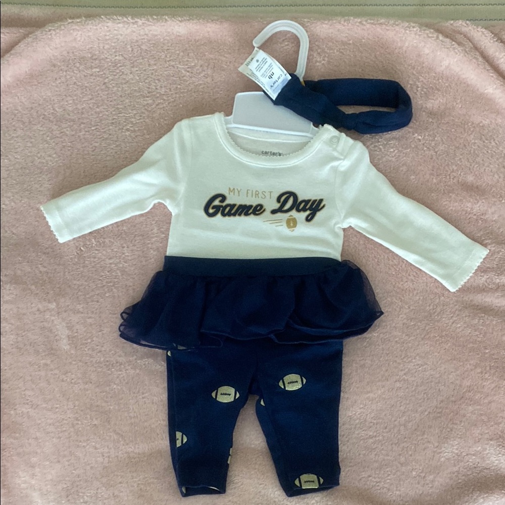 Carter's White and Navy Game Day Baby Outfit